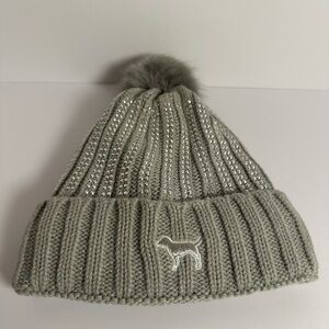 PINK Victoria's Secret Gray Winter Knit Hat
